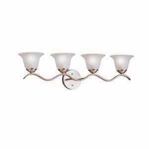 Dover 30.5" 4 Light Vanity Light with Etched Seeded Glass in Brushed Nickel