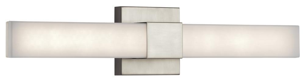 Neltev 24" LED Wall Sconce with White Acrylic Downlight in Satin Nickel