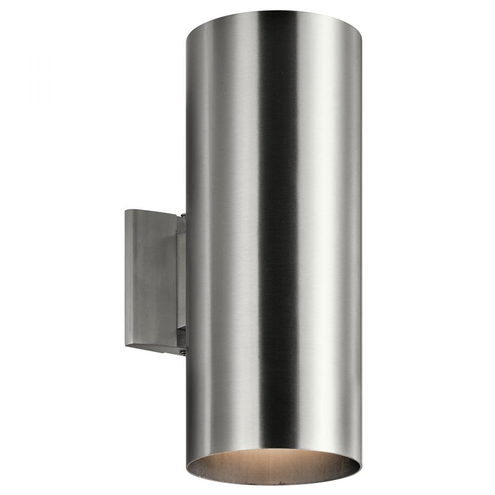 Cylinder 15" 2 Light Wall Light Brushed Aluminum