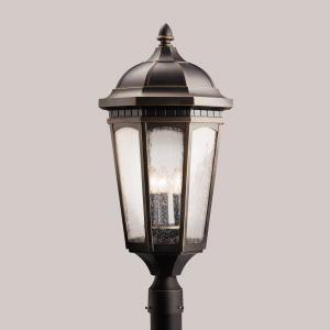Courtyard 27" 3 Light Exterior Post Light with Clear Seeded Glass in Rubbed Bronze