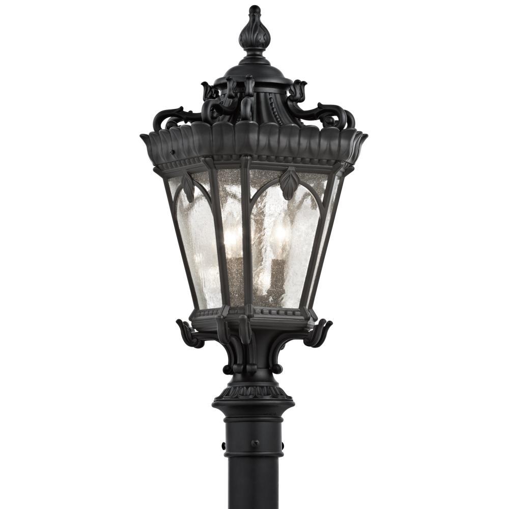 Tournai 27" 3 Light Outdoor Post Light with Clear Seeded Glass in Textured Black