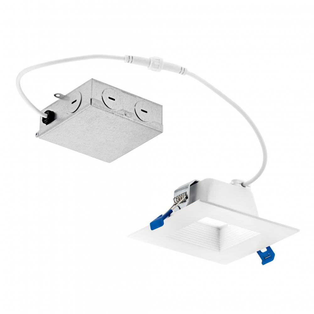 Direct-to-Ceiling 4 inch Square Recessed 30K LED Downlight in White