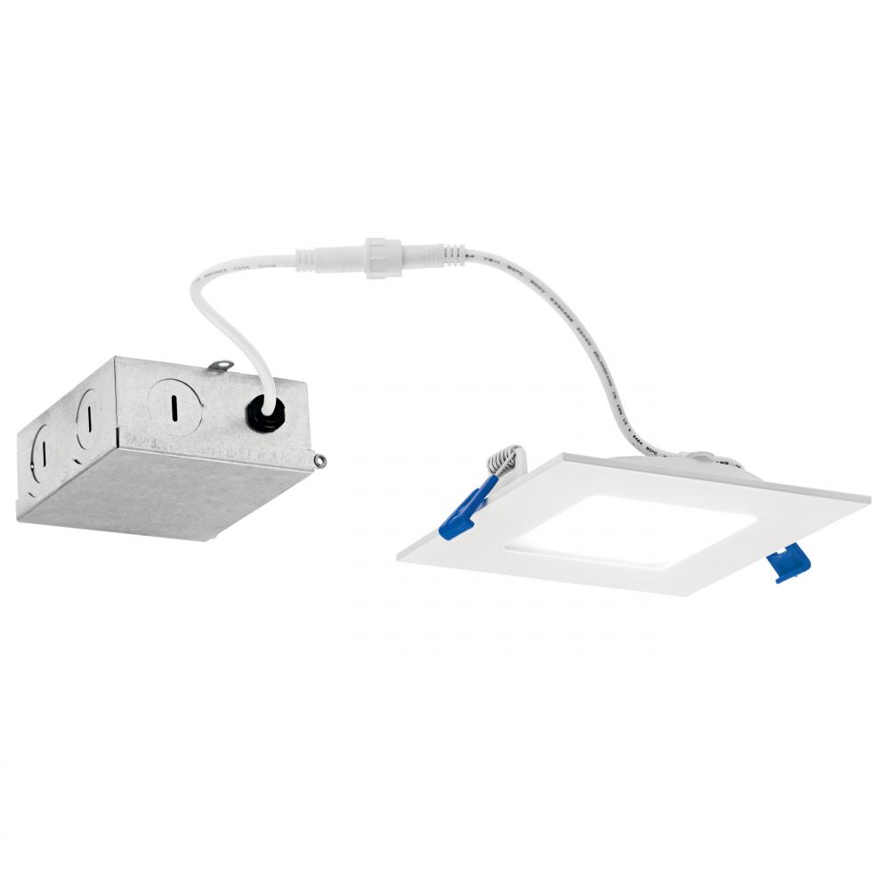 Direct-to-Ceiling 4 inch Square Slim 27K LED Downlight in White