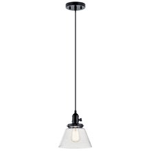 Kichler 43851BK - Avery 9 Inch 1 Light Cone Mini Pendant with Clear Seeded Glass in Black