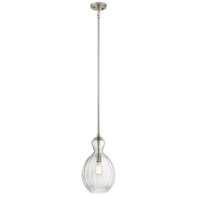Kichler 43953NI - Riviera 16" 1 Light Pendant with Clear Ribbed Glass in Brushed Nickel