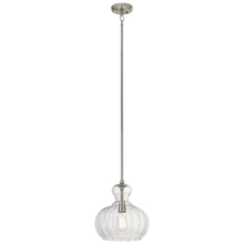 Kichler 43955NI - Riviera 13" 1 Light Pendant with Clear Ribbed Glass in Brushed Nickel