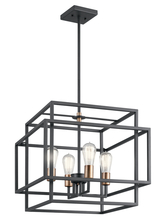 Kichler 43984BK - Taubert 16.5" 4 Light Pendant with Black and Natural Brass Accents