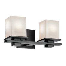 Kichler 45150BK - Tully 15" 2-Light Vanity Light with Satin Etched Cased Opal Glass in Black