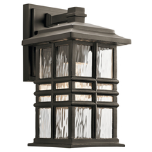 Kichler 49829OZ - Beacon Square 12" 1 Light Outdoor Wall Light with Clear Hammered Glass in Olde Bronze