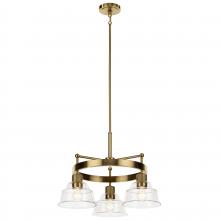 Kichler 52402BNB - Eastmont 3 Light Chandelier with Clear Glass Brushed Natural Brass and Walnut Wood