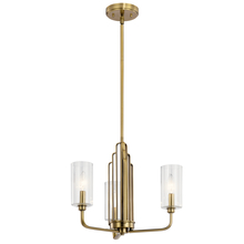 Kichler 52410BNB - Kimrose 3 Light Chandelier with Clear Fluted Glass in Brushed Natural Brass