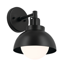 Kichler 52601BK - Niva 11.25 Inch 1 Light Convertible Semi Flush with Satin Etched Cased Opal Glass in Black