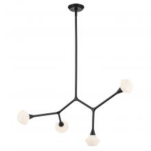 Kichler 52762BK - Cassius 39.5 with Opal Glass inch 4 Light Convertible Chandelier with Opal Glass in Black
