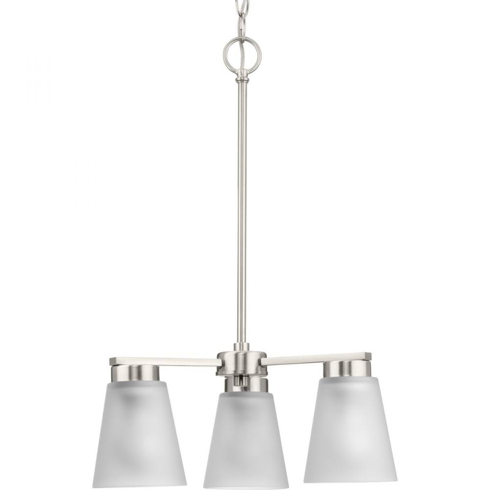 Tanner Collection Three-Light Brushed Nickel Transitional Chandelier