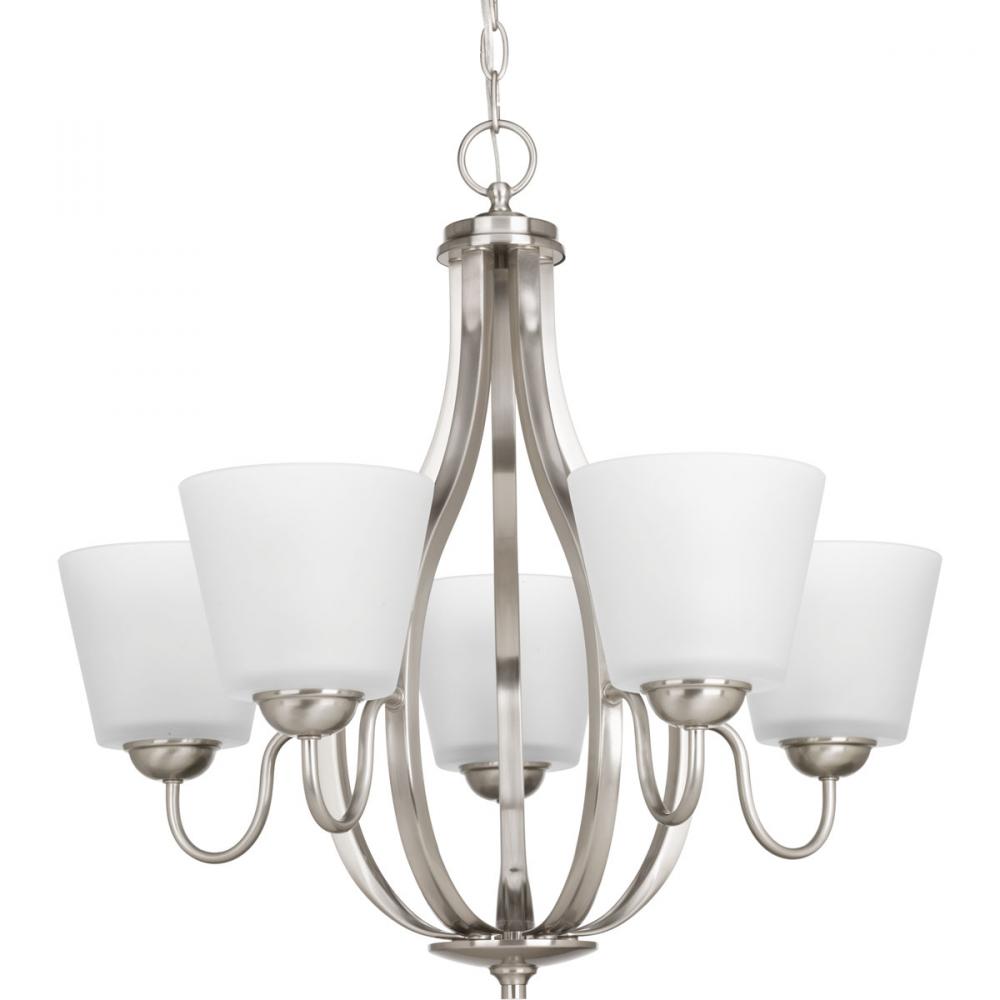 Arden Collection Five-Light Brushed Nickel Etched Glass Farmhouse Chandelier Light