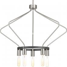 Progress P400105-009 - Hangar Collection Five-Light Brushed Nickel Farmhouse Chandelier Light