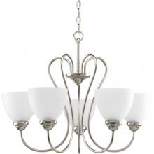 Progress P4666-09 - Heart Collection Five-Light Brushed Nickel Etched Glass Farmhouse Chandelier Light