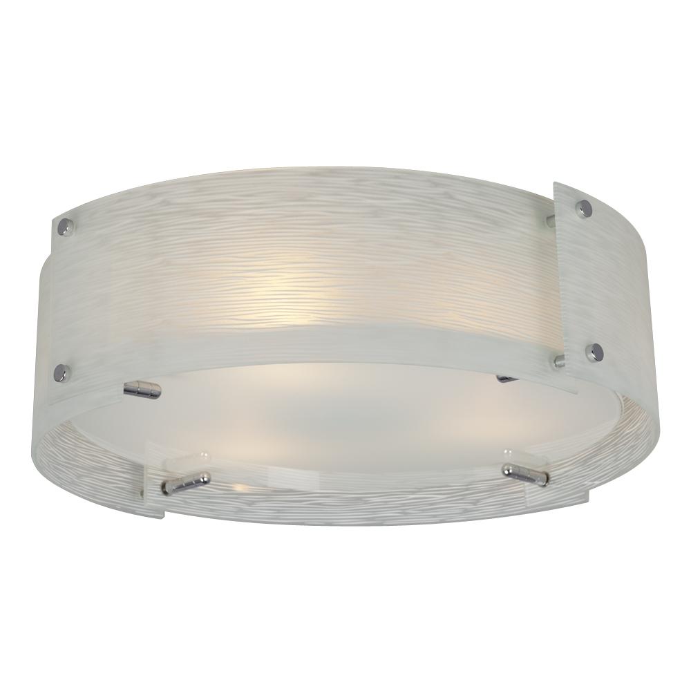 3-Light Flush Mount in Polished Chrome with Frosted Textured Glass Shade