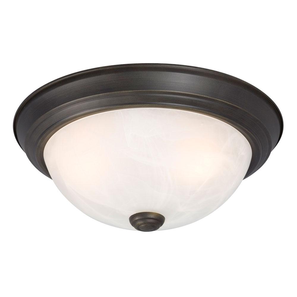 Flush Mount Ceiling Light - in Oil Rubbed Bronze finish with Marbled Glass