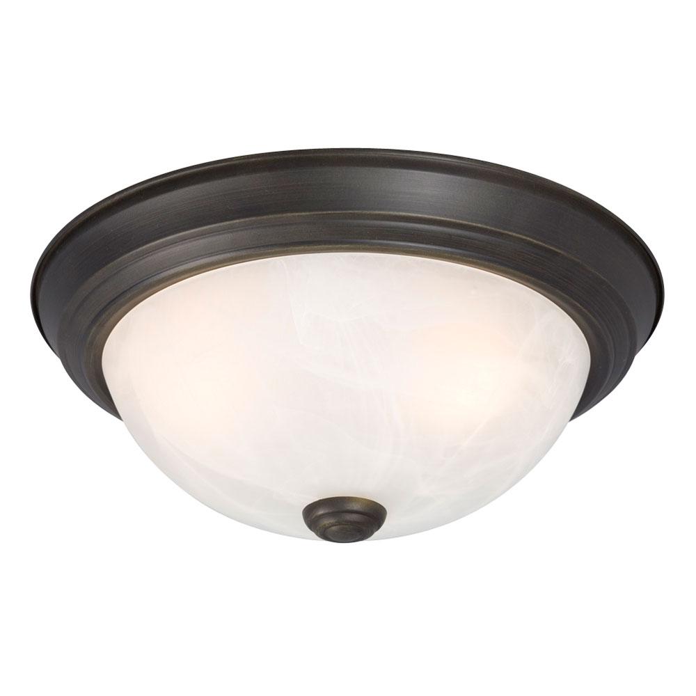 Flush Mount Ceiling Light - in Oil Rubbed Bronze finish with Marbled Glass