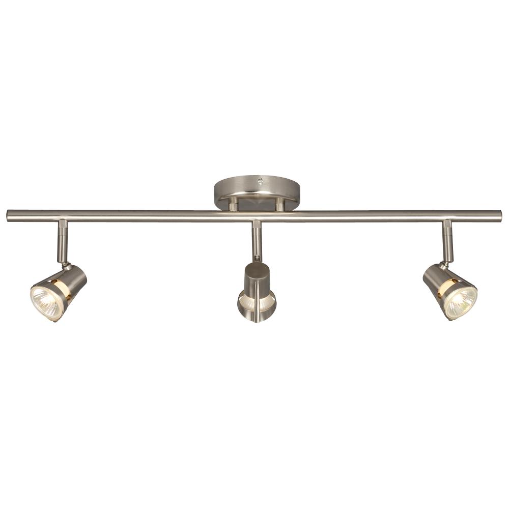 Three Light Halogen Track - Brushed Nickel