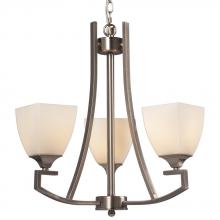 Galaxy Lighting 813031BN - 3-Light Chandelier - Brushed Nickel with White Glass