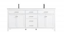 Elegant VF23372DWH - Vanity Cabinet 4dr 3dw W72"xD22"xH34" White