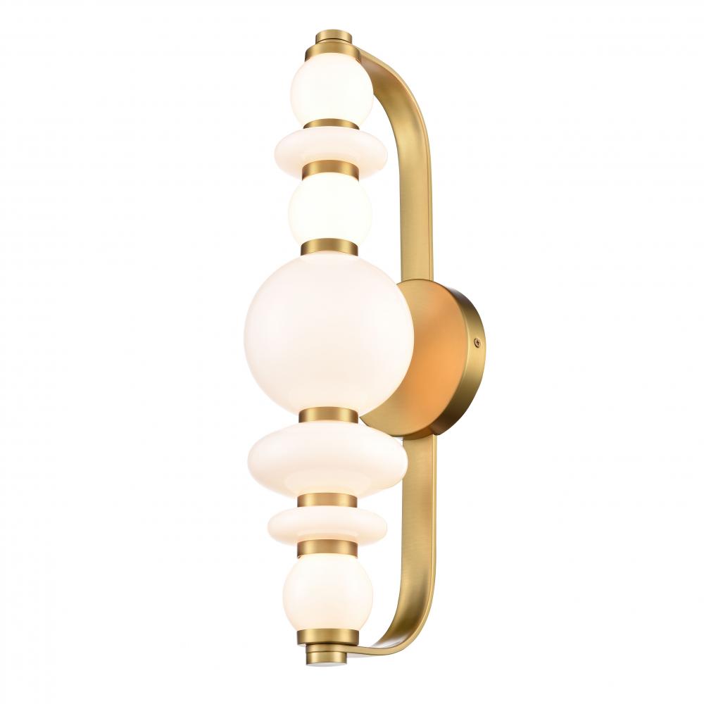 Corsair 18" Sconce, Brass w/True Opal Glass