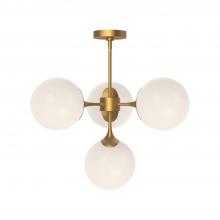 Alora Lighting CH505426AGOP - Nouveau 26-in Aged Gold/Opal Matte Glass 4 Lights Chandeliers