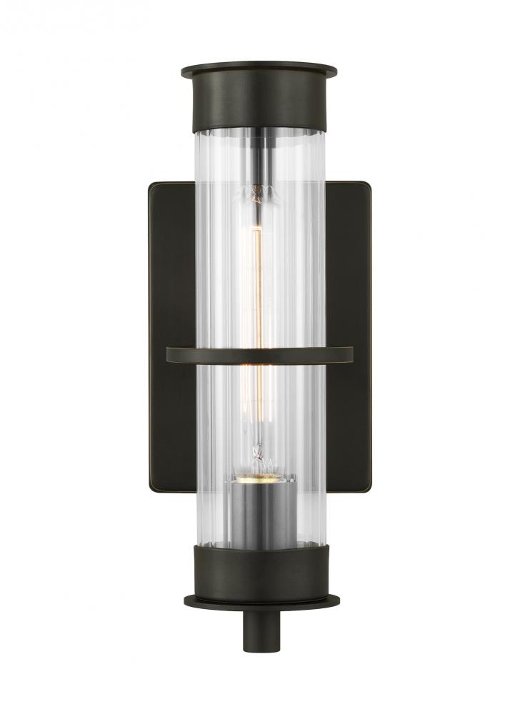 Alcona transitional 1-light LED outdoor exterior small wall lantern in antique bronze Finish