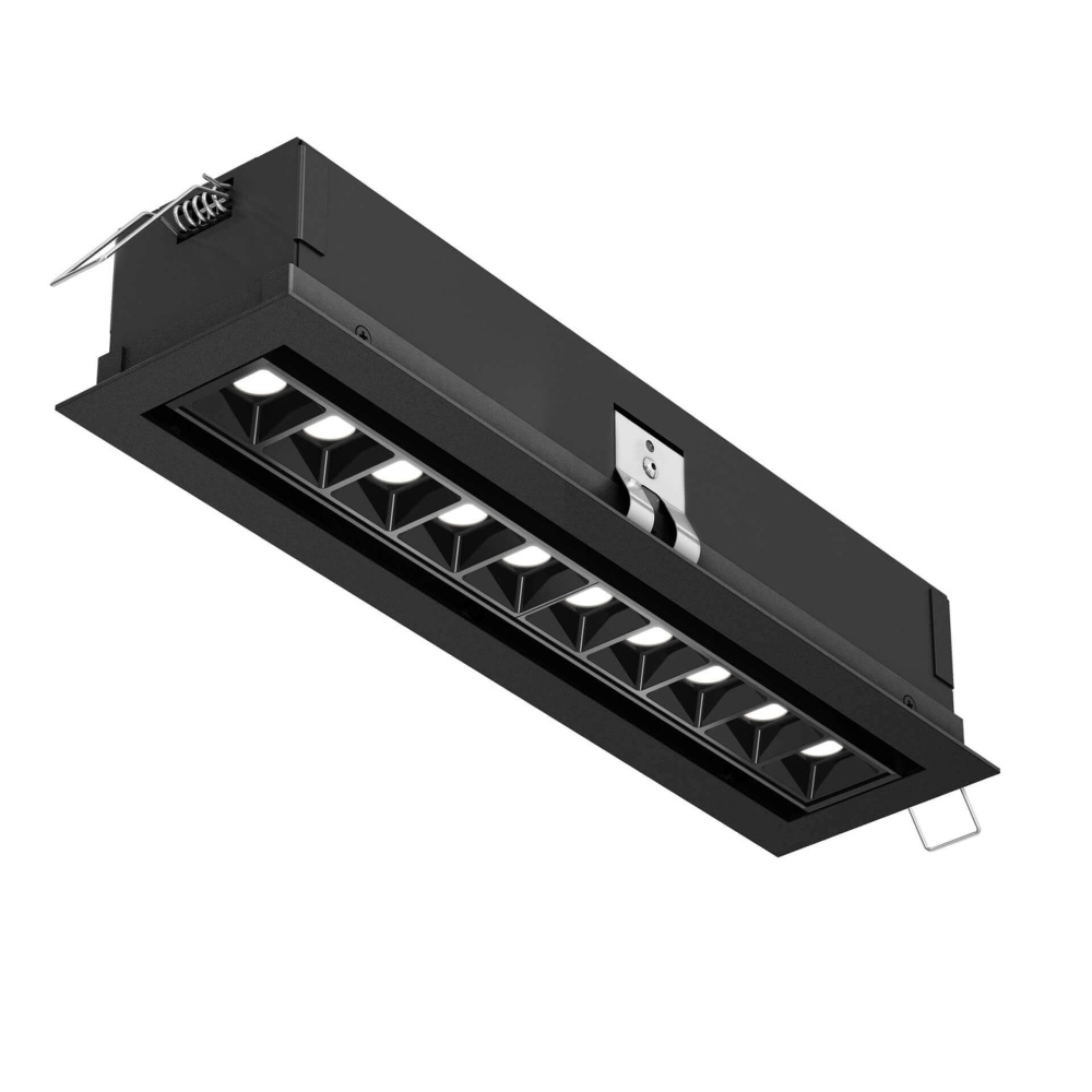 Recessed 5CCT linear with 10 mini swivel spot lights