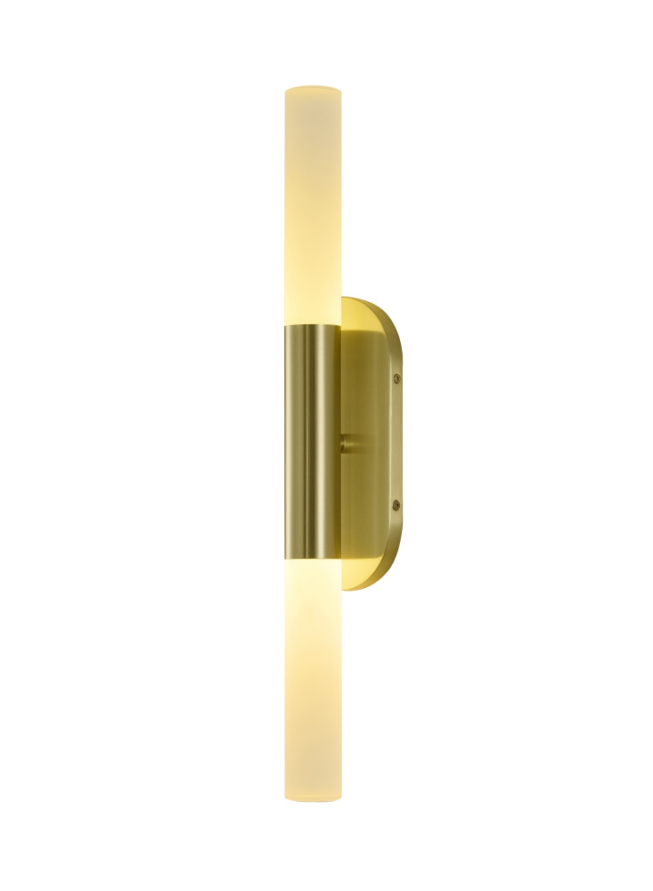 2-Light Satin Brass Wall Sconce Lighting With White Frosted Acrylic Shades