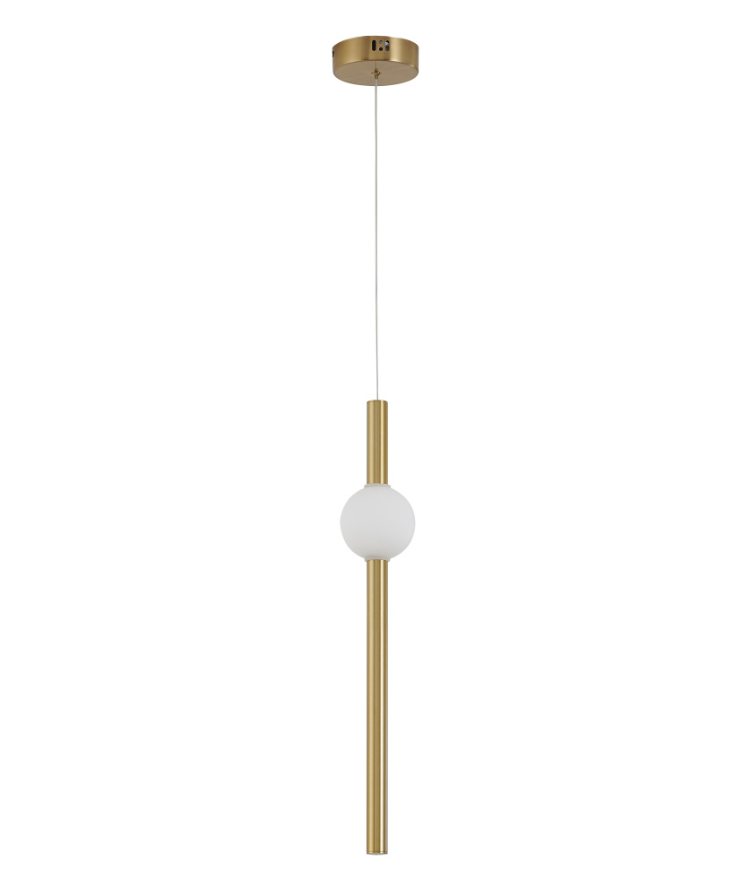 1-Light Gold LED Pendant With A White Glass Shade