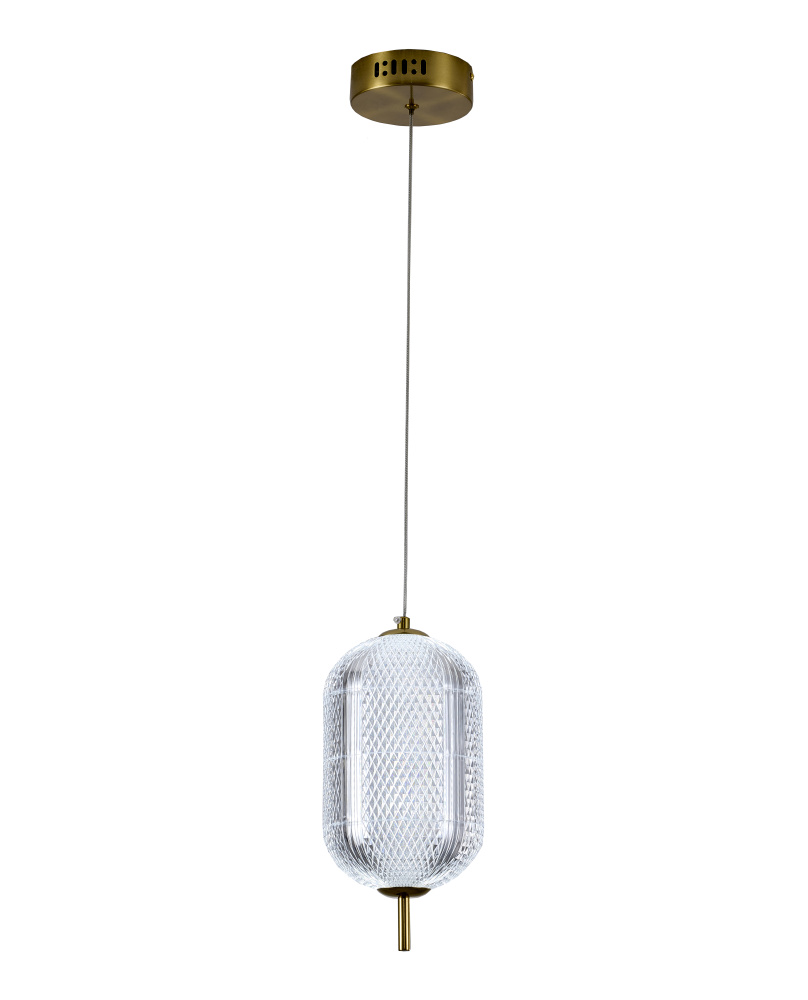 1-Light Brass Dimmable LED Single Pendant With A Clear PC Shade