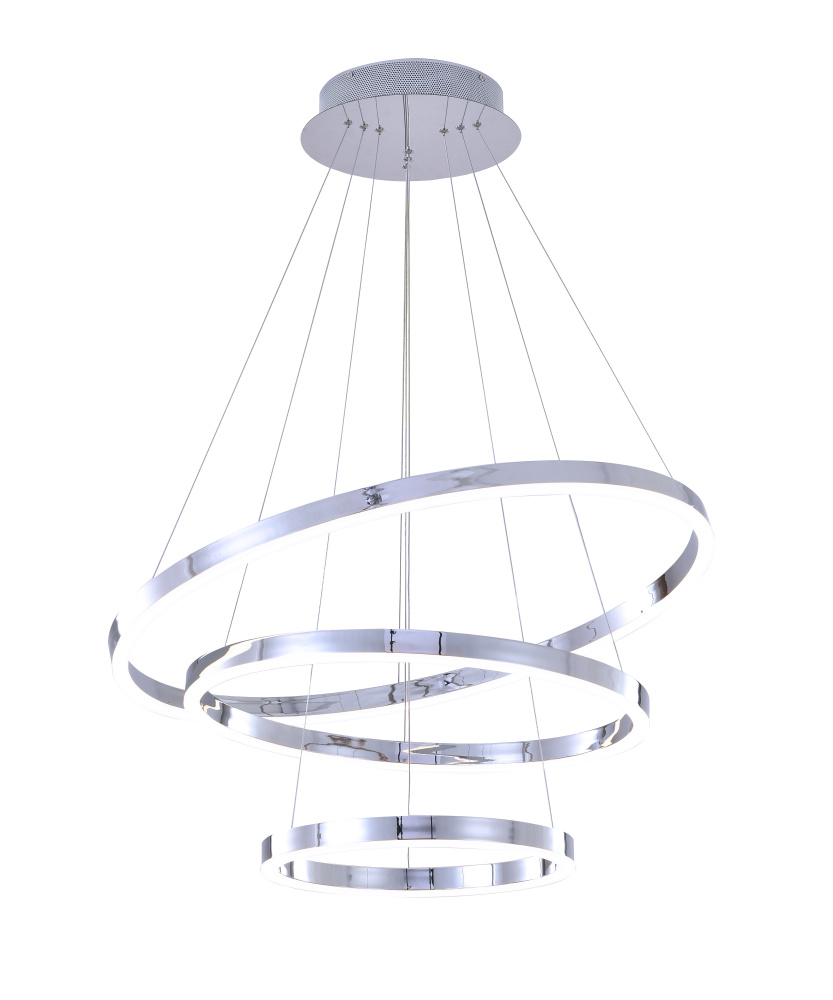 Three Halo Ring Chrome Frame Led Ceiling Fixture