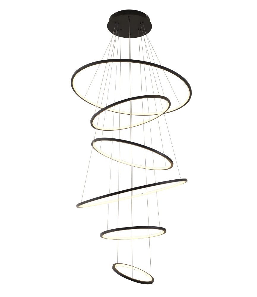Six Ring Matte Black Halo Chandelier
