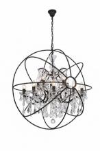 Bethel International Canada 9849/10+5P - 15-Light Black Cage Chandelier With Clear Hanging Crystals