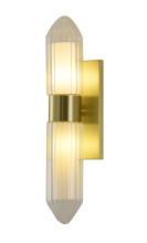 Bethel International Canada BLT101W18BR - 2-Light Satin Brass Wall Sconce With Clear Glass And White Acrylic Shades