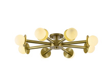 Bethel International Canada BLT106C36BR - 8-Light Satin Brass Flush Mount With White Glass Globe Shades