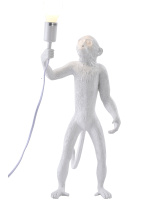 Bethel International Canada DLS79T18W - White Standing Resin Monkey Plug In Table Lamp