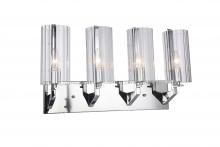 Bethel International Canada DU122 - 4-Light Chrome Wall Sconce With Clear Glass Cylinder Shades