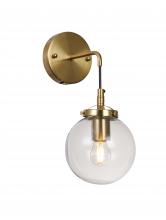Bethel International Canada DU127 - 1-Light Brass Wall Sconce With A Clear Glass Globe Shade