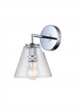 Bethel International Canada DU149W8CH - 1-Light Chrome Metal Wall Sconce With A Clear Glass Shade