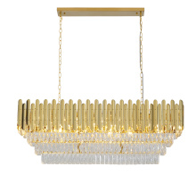 Bethel International Canada GL406C47G - Gold Rectangular Frame Chandelier