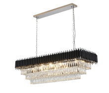 Bethel International Canada GL412C48CH - Black and Chrome Rectangular Frame Chandelier