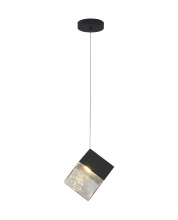 Bethel International Canada GL445P8BK - 1-Light Black Cubed Pendant With A Clear Distorted Glass Shade