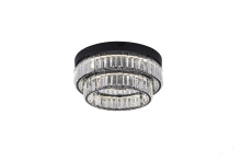 Bethel International Canada GL450FM15BK - 2-Light Black Dimmable LED Flush Mount With Clear Crystals