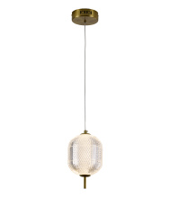 Bethel International Canada GL456P7BR - 1-Light Brass Dimmable LED Single Pendant With A Clear PC Shade