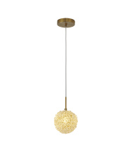 Bethel International Canada GL458P6BR - 1-Light Brass Steel Single Pendant With Clear Crystal Beaded Ball