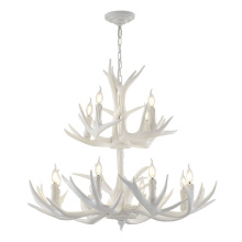 Bethel International Canada IL03WHITE - 12-Light White Polyresin Antler Chandelier